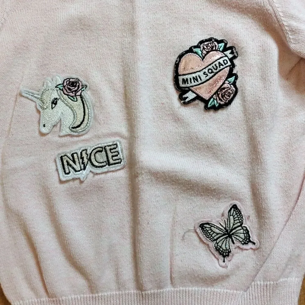 Childrens Place sweater 2T pink applique cotton spring pastel knit